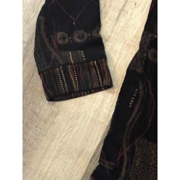 Coldwater Creek Womens Blouse Size L Black & Brown Geometric Print - Picture 5 of 6